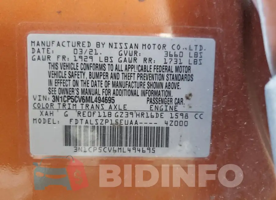 3N1CP5CV6ML494695 Photo# 12