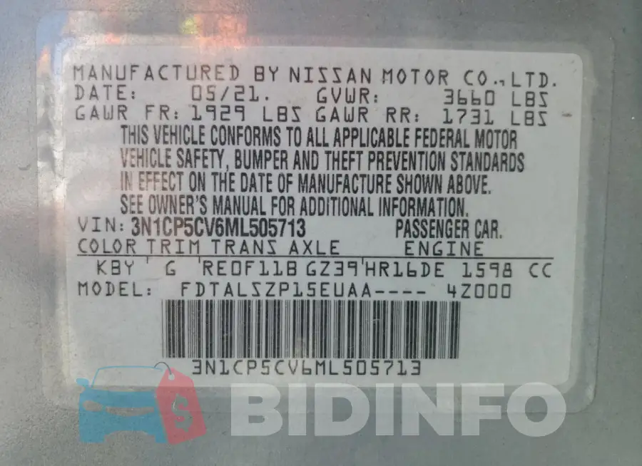 3N1CP5CV6ML505713 Photo# 13