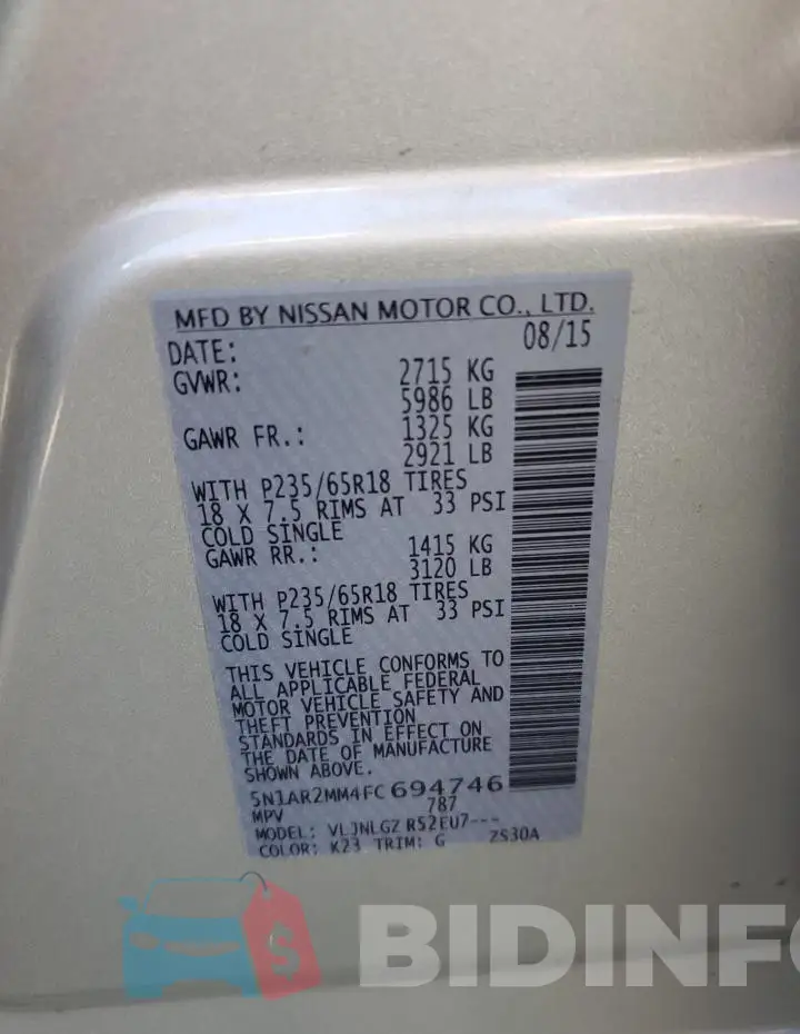 5N1AR2MM4FC694746 Photo# 13