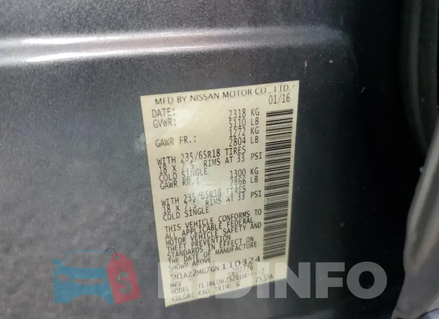 5N1AZ2MG7GN110324 Photo# 14