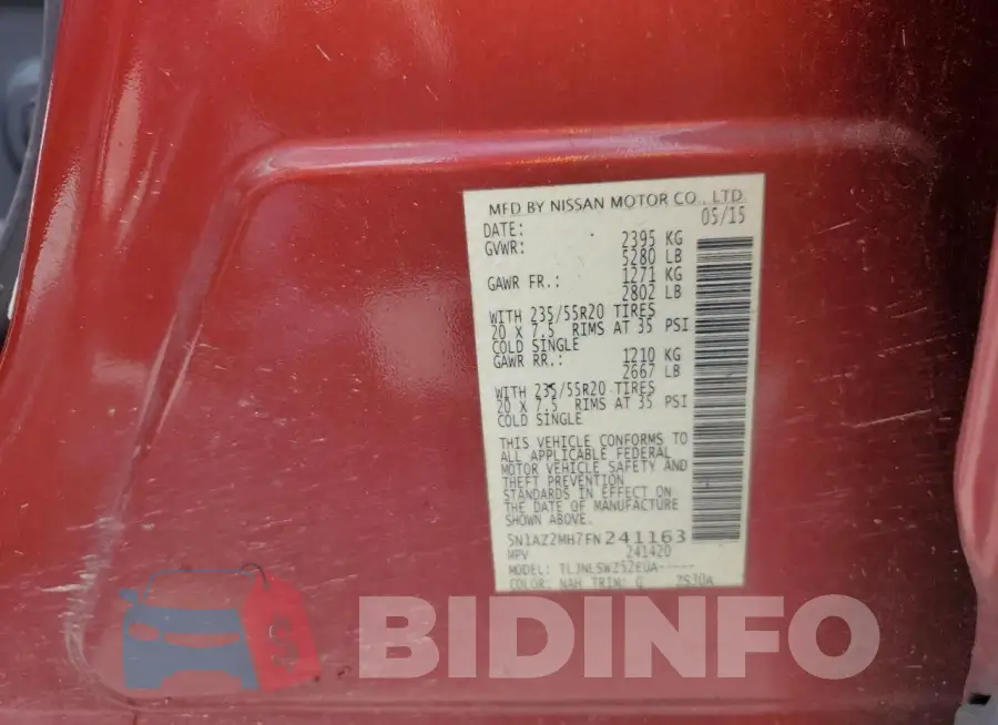 5N1AZ2MH7FN241163 Photo# 13