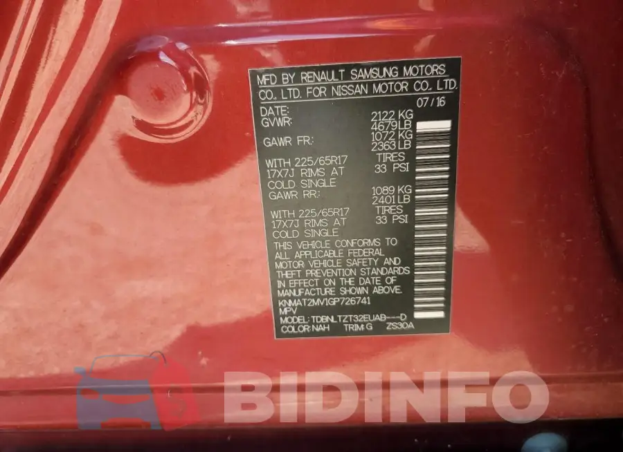 KNMAT2MV1GP726741 Photo# 13