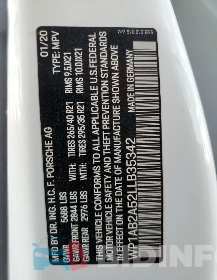 WP1AB2A52LLB35342 Photo# 14