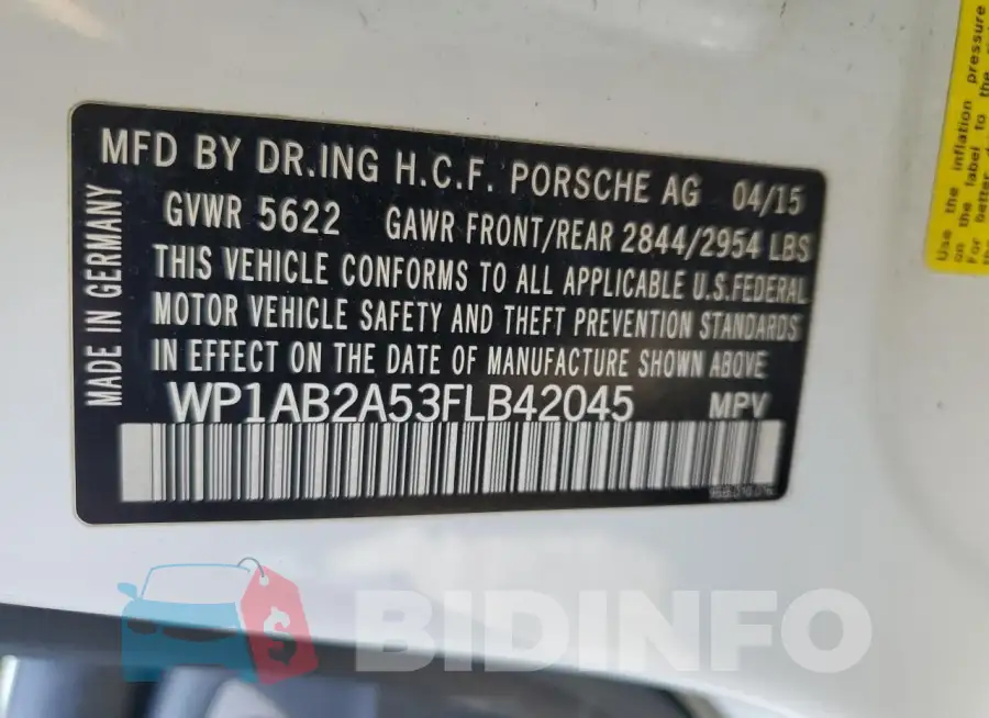 WP1AB2A53FLB42045 Photo# 14