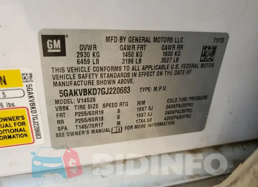 5GAKVBKD7GJ220683 Photo# 13
