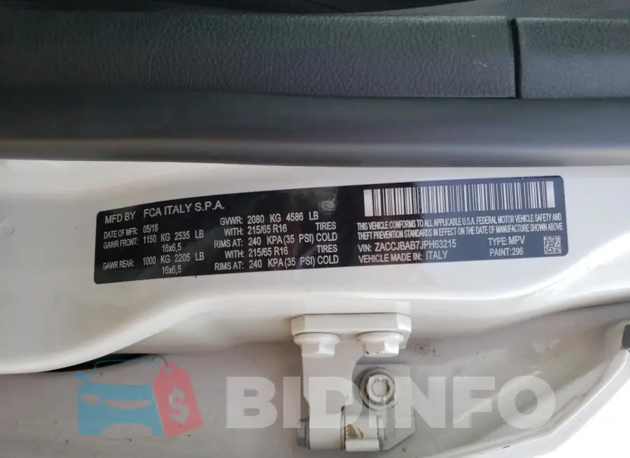 ZACCJBAB7JPH63215 Photo# 13