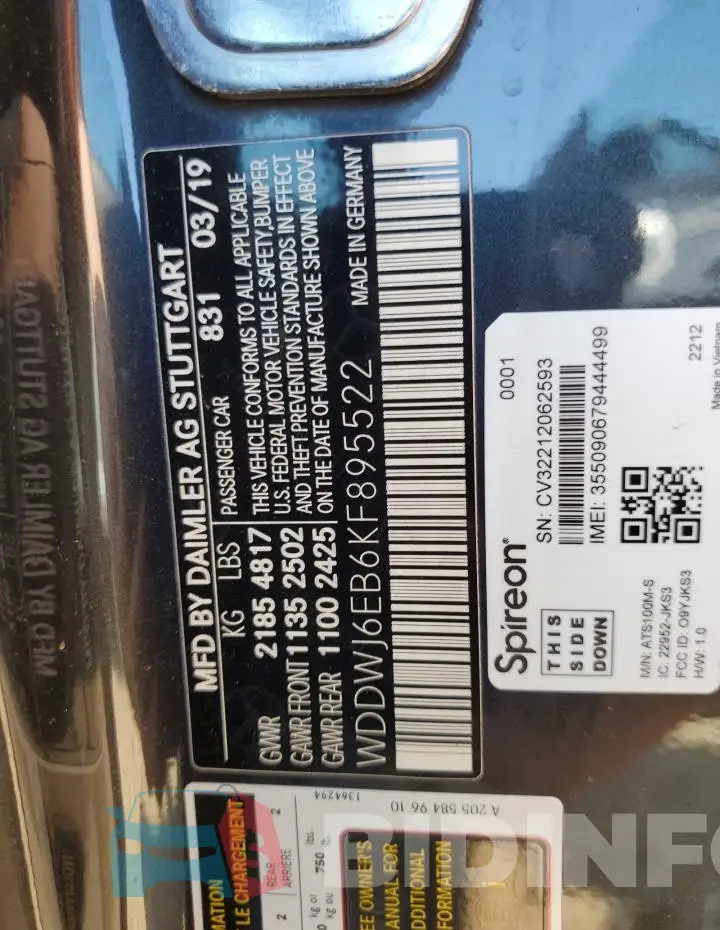 WDDWJ6EB6KF895522 Photo# 13