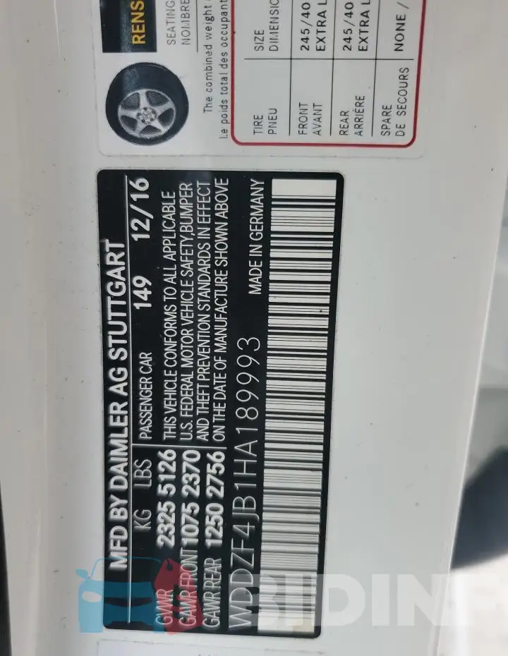 WDDZF4JB1HA189993 Photo# 13