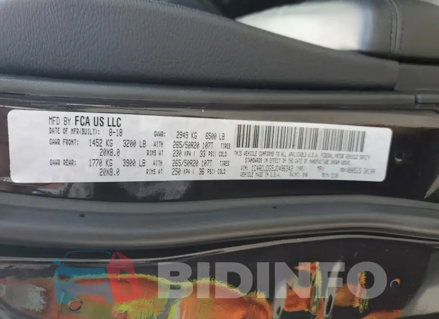 1C4RDJDG5JC496342 Photo# 13
