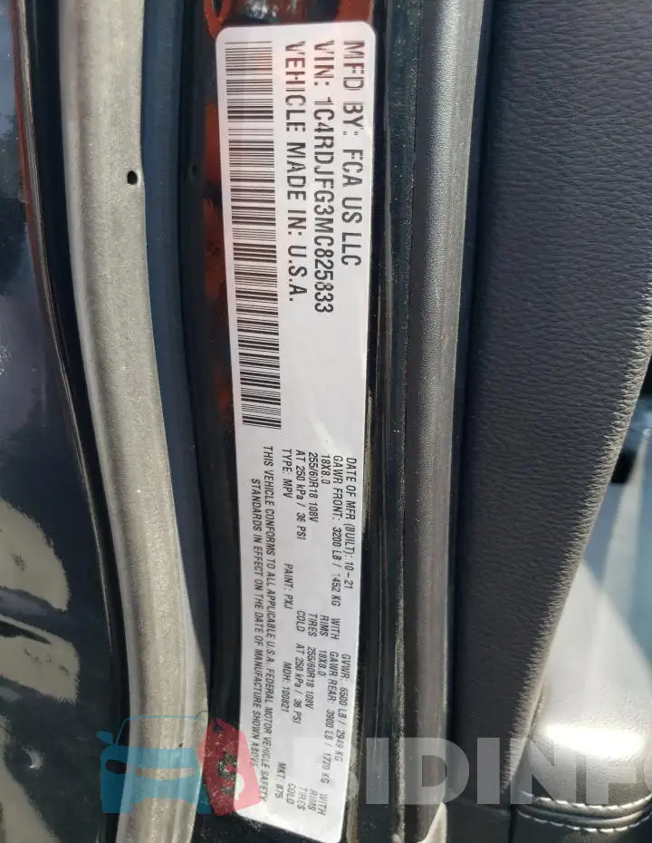 1C4RDJFG3MC825833 Photo# 13