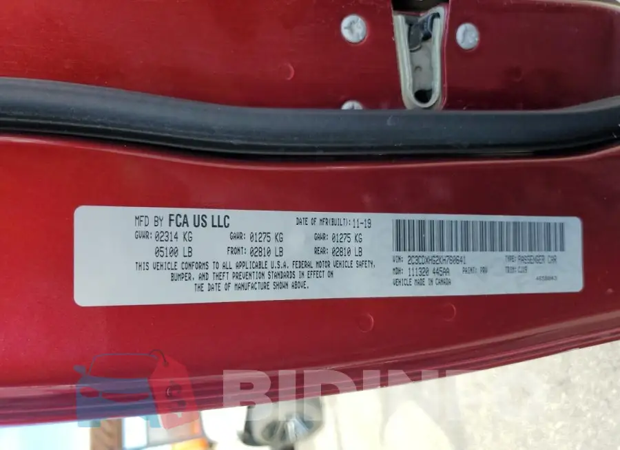 2C3CDXHG2KH760641 Photo# 13