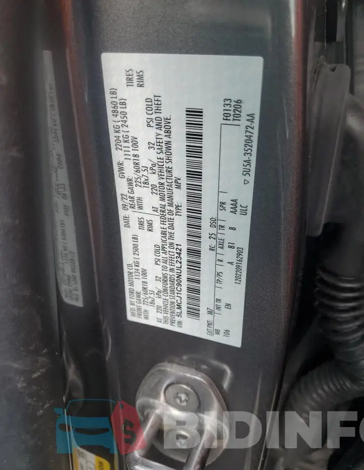 5LMCJ1C90NUL23421 Photo# 14