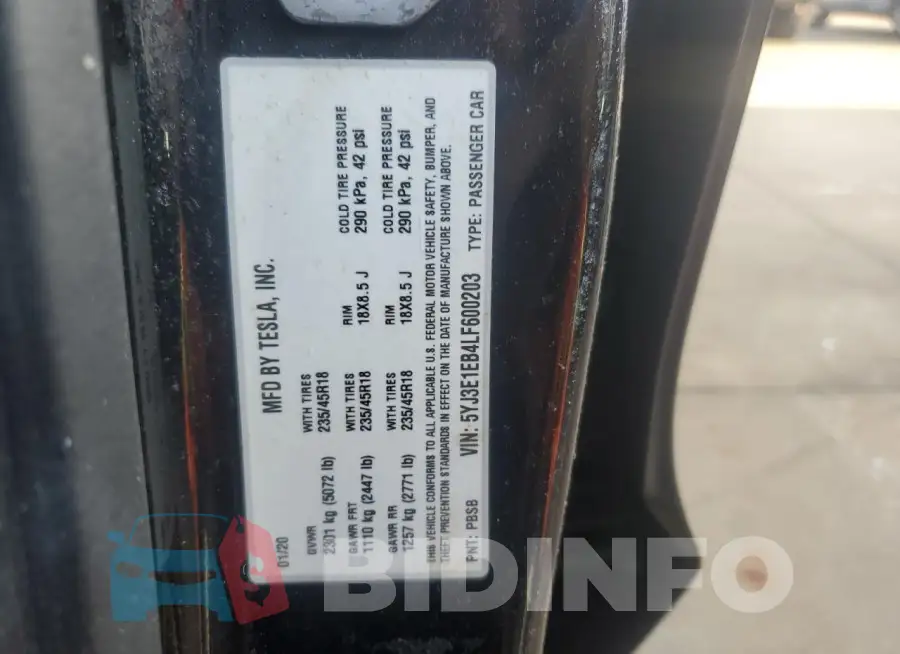 5YJ3E1EB4LF600203 Photo# 13
