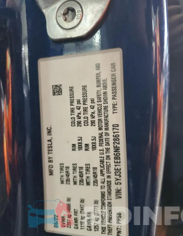 5YJ3E1EB6NF286170 Photo# 13