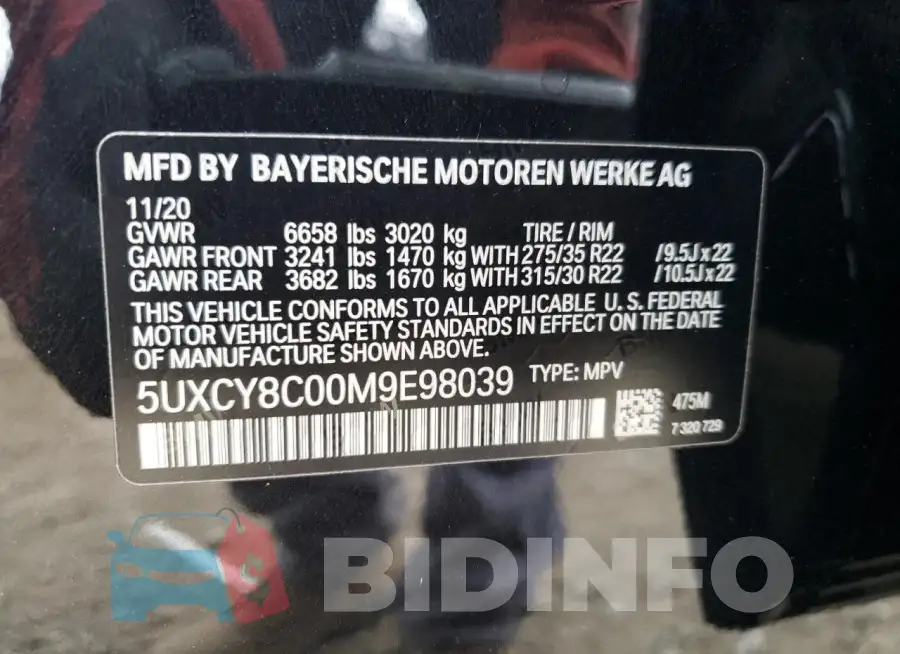5UXCY8C00M9E98039 Photo# 14