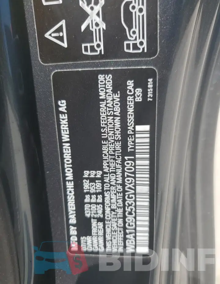 WBA1G9C53GVX97091 Photo# 12