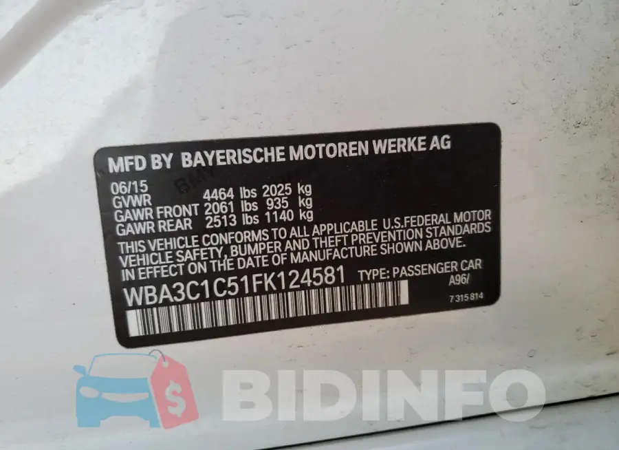 WBA3C1C51FK124581 Photo# 12