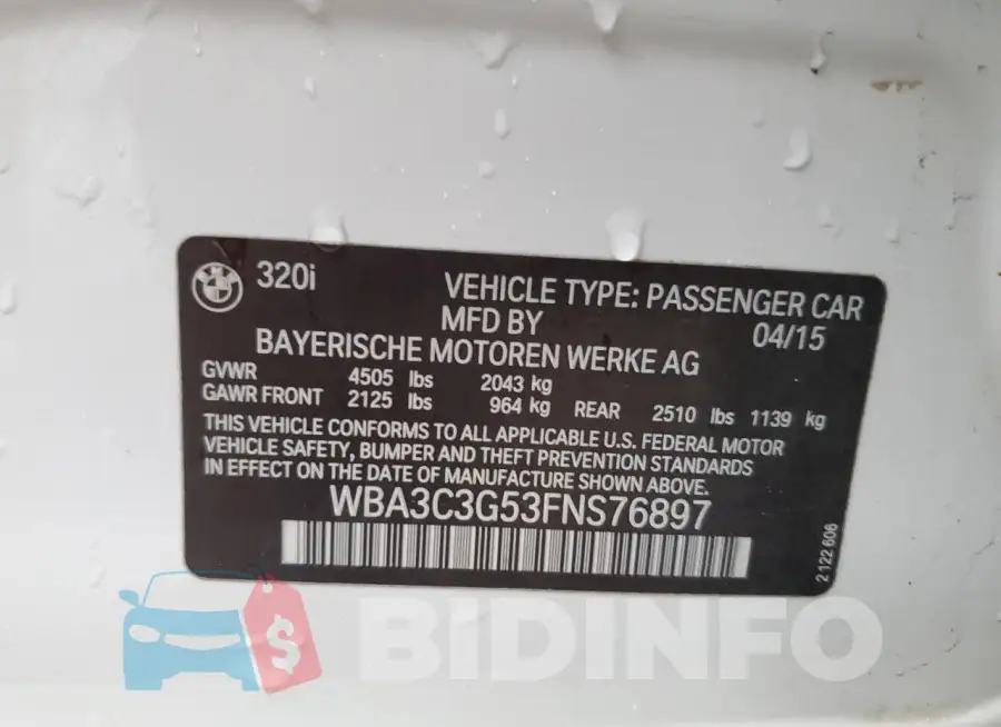 WBA3C3G53FNS76897 Photo# 12