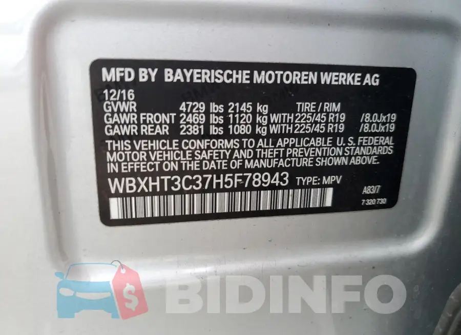 WBXHT3C37H5F78943 Photo# 14
