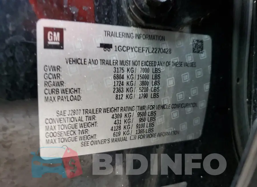 1GCPYCEF7LZ270428 Photo# 13