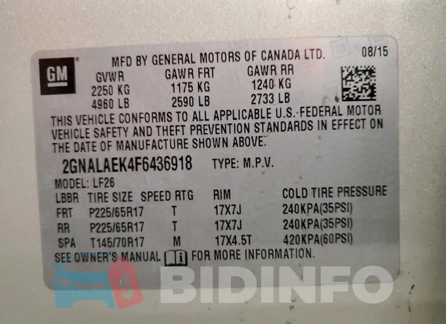 2GNALAEK4F6436918 Photo# 13