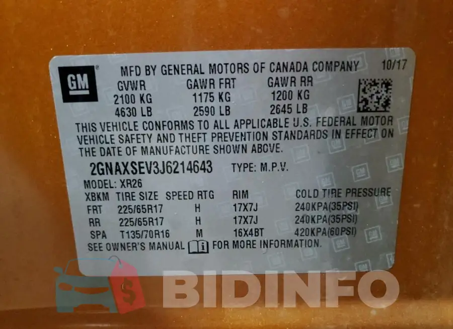 2GNAXSEV3J6214643 Photo# 13