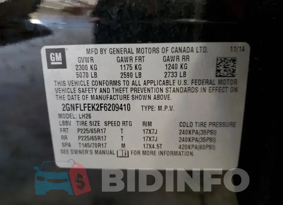 2GNFLFEK2F6209410 Photo# 13