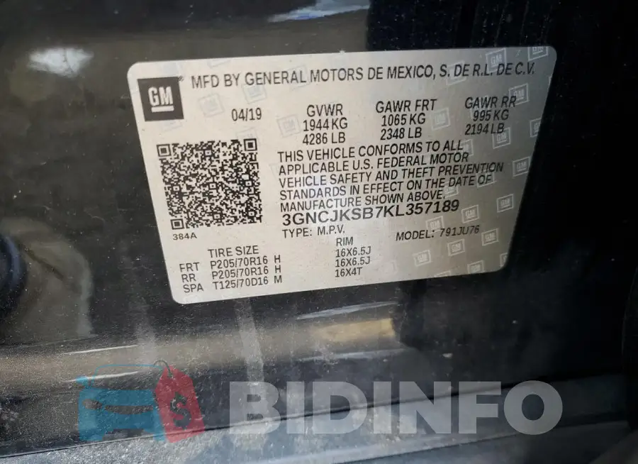 3GNCJKSB7KL357189 Photo# 13