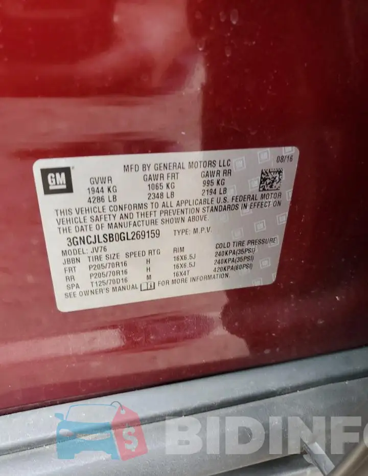 3GNCJLSB0GL269159 Photo# 14