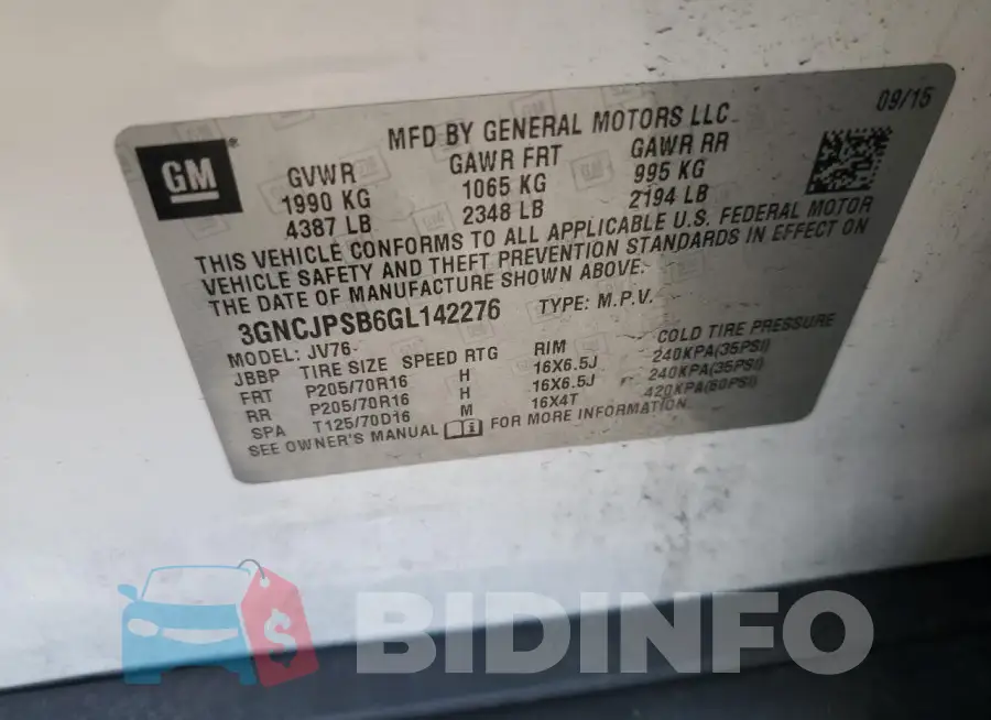 3GNCJPSB6GL142276 Photo# 14