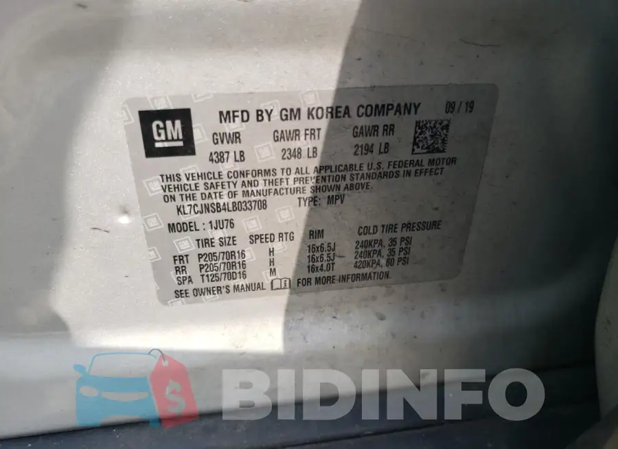 KL7CJNSB4LB033708 Photo# 13