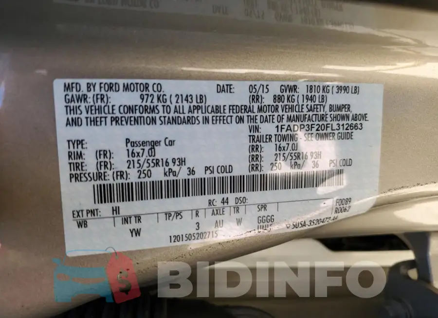 1FADP3F20FL312663 Photo# 13
