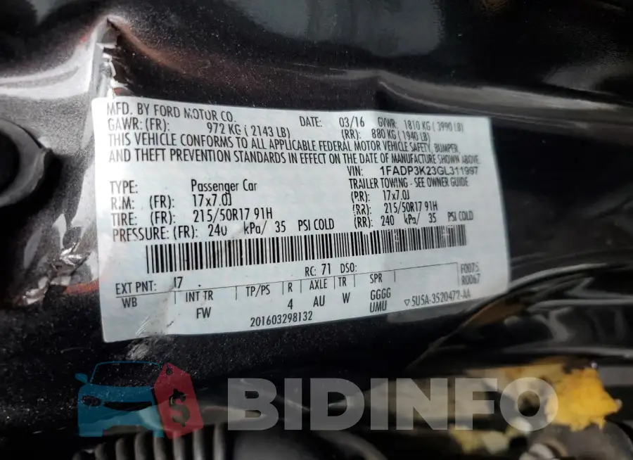 1FADP3K23GL311997 Photo# 12