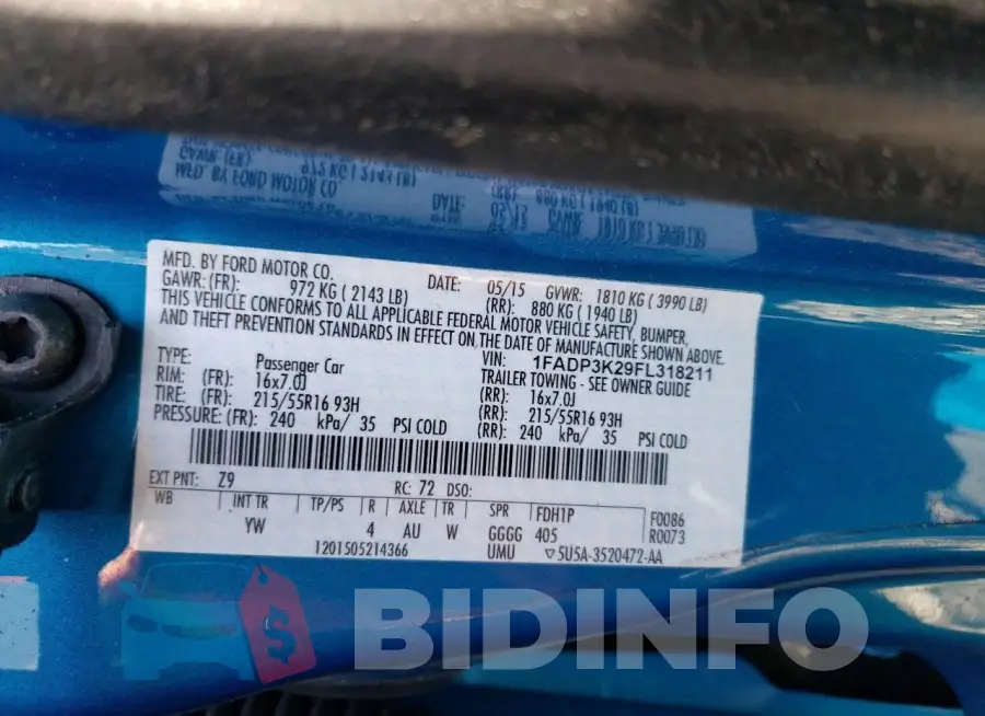 1FADP3K29FL318211 Photo# 12