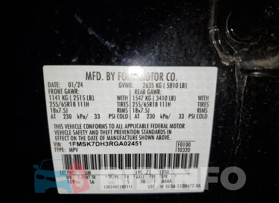 1FMSK7DH3RGA02451 Photo# 14