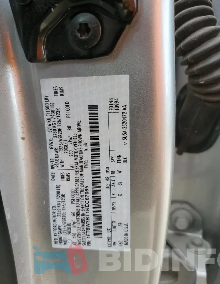 1FT8W3BT1KEC67065 Photo# 12