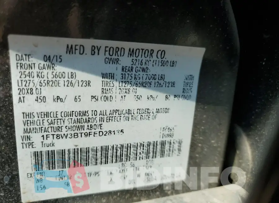 1FT8W3BT9FED28135 Photo# 12