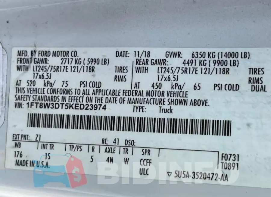 1FT8W3DT5KED23974 Photo# 10
