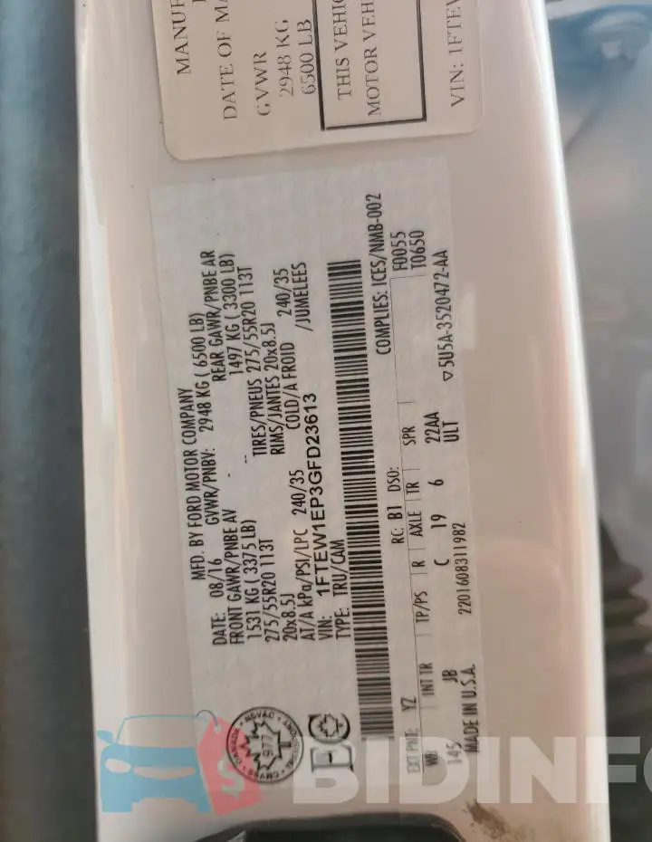 1FTEW1EP3GFD23613 Photo# 12