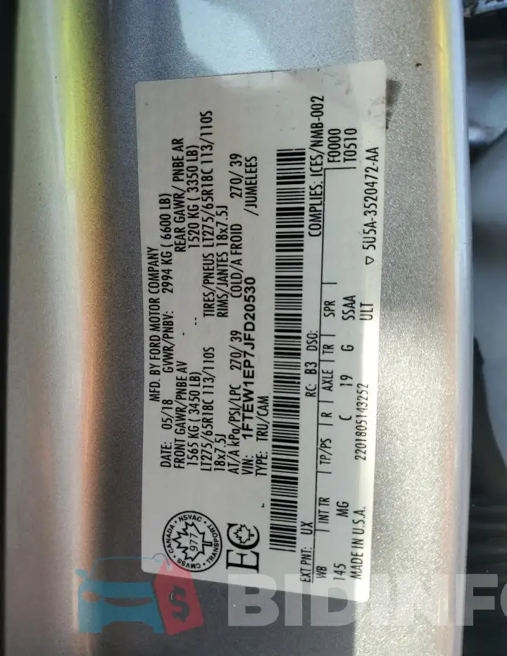 1FTEW1EP7JFD20530 Photo# 12
