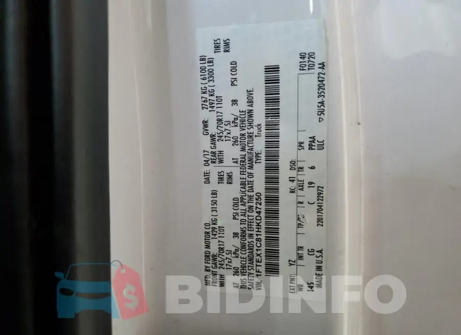 1FTEX1C81HKD47250 Photo# 12