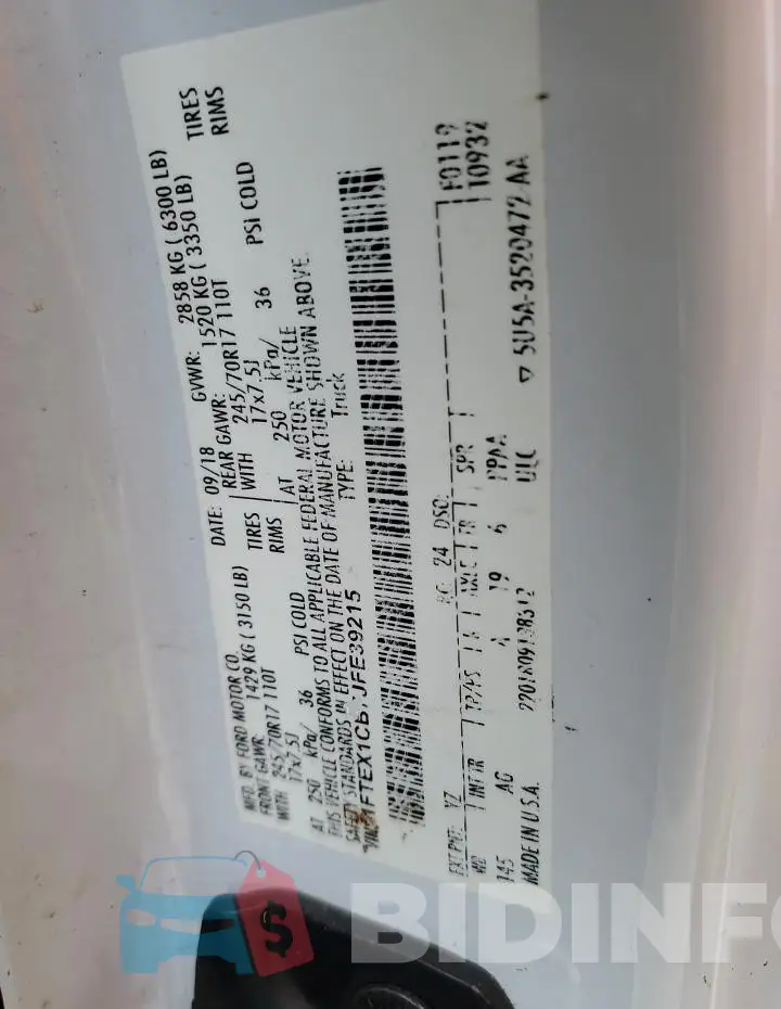 1FTEX1CB7JFE39215 Photo# 13