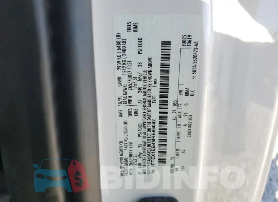 1FTEX1EB4MKE66042 Photo# 12
