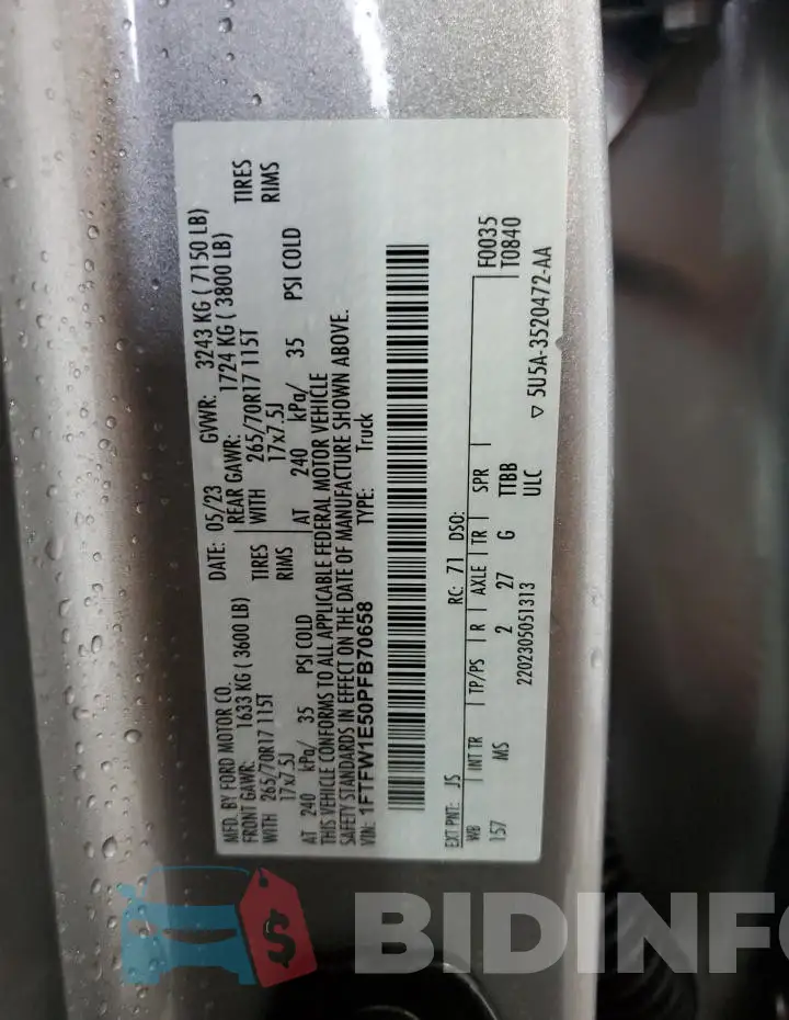 1FTFW1E50PFB70658 Photo# 12