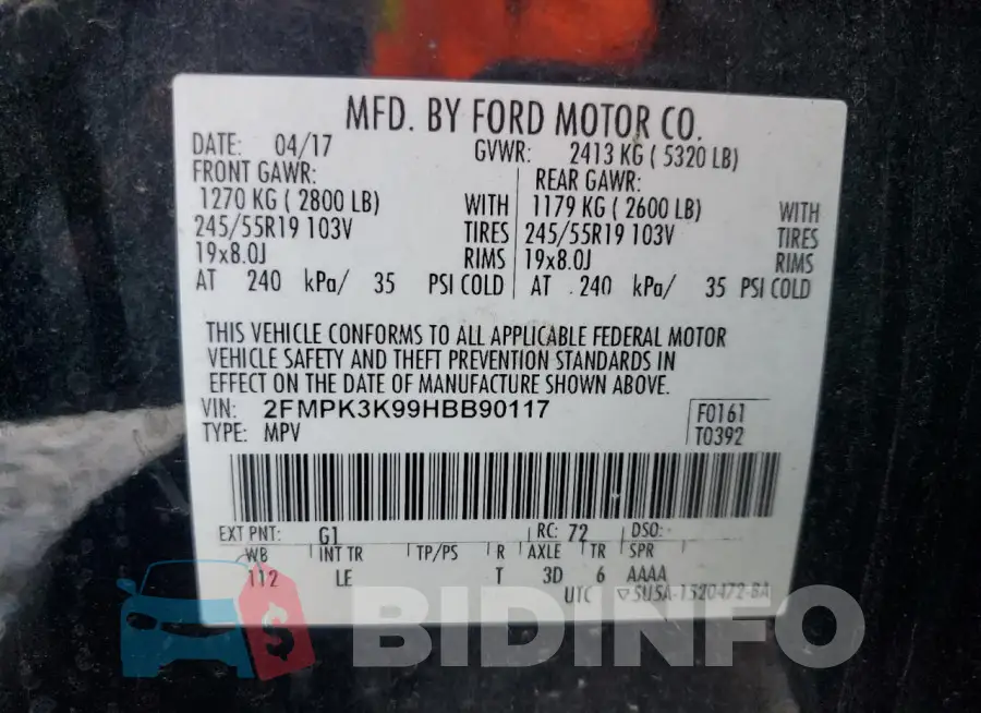 2FMPK3K99HBB90117 Photo# 14