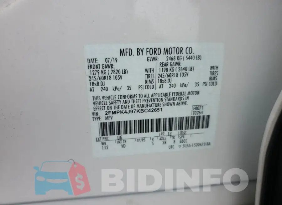 2FMPK4J97KBC42651 Photo# 14