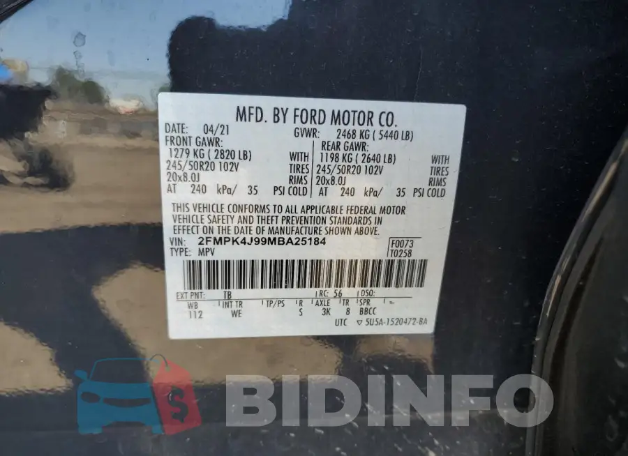 2FMPK4J99MBA25184 Photo# 12