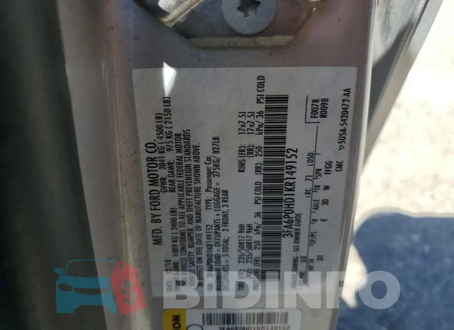 3FA6P0HD1KR149152 Photo# 12