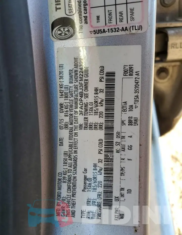 3FADP4BJ3FM224322 Photo# 12