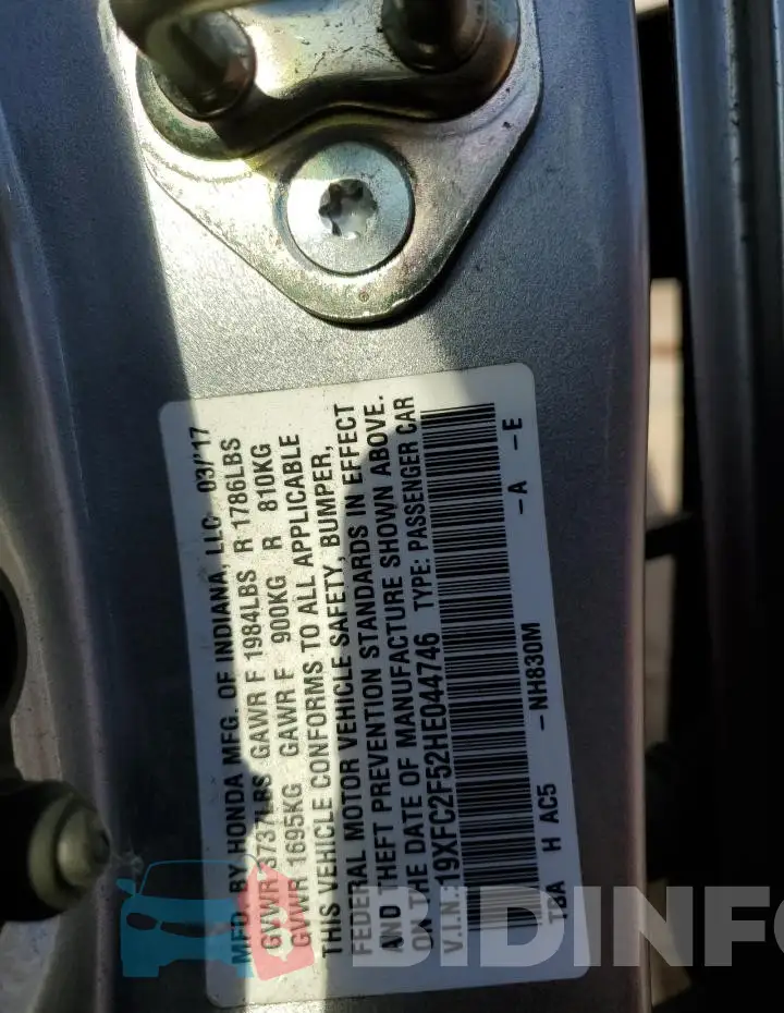 19XFC2F52HE044746 Photo# 13